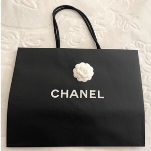 1 Large Chanel Shopping Bag / Gift Bag with Chanel White Camellia Flower